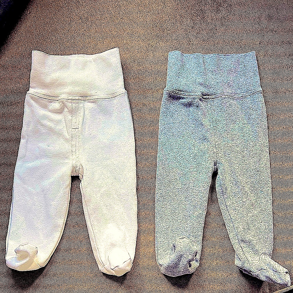 95% Cotton Stretch, 3-6 months (2) pair Pants with Footsie